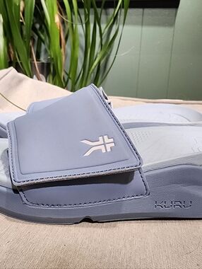 KURU Moment Blue Slide Sandals. Plantar Fasciitis. Support